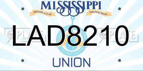 LAD8210 Mississippi License Plate