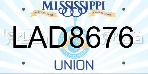 LAD8676 Mississippi License Plate