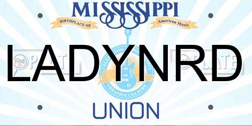 LADYNRD Mississippi License Plate