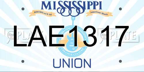LAE1317 Mississippi License Plate