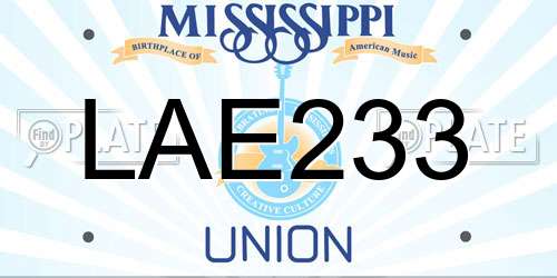 LAE233 Mississippi License Plate