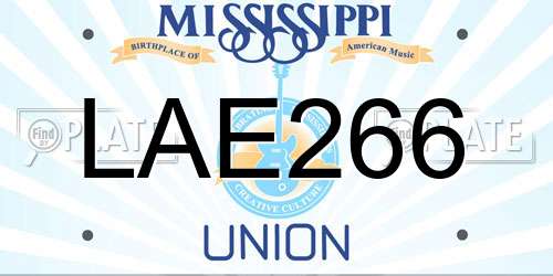 LAE266 Mississippi License Plate