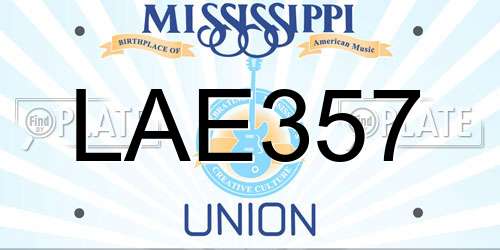 LAE357 Mississippi License Plate