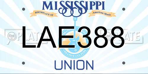 LAE388 Mississippi License Plate