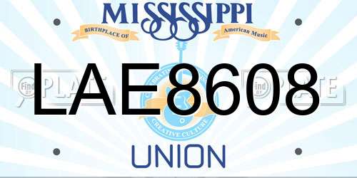 LAE8608 Mississippi License Plate