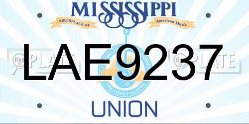 LAE9237 Mississippi License Plate