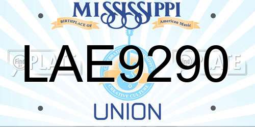 LAE9290 Mississippi License Plate