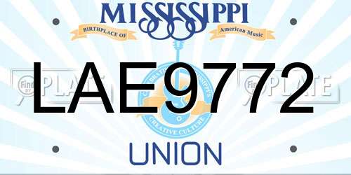 LAE9772 Mississippi License Plate