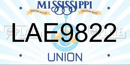 LAE9822 Mississippi License Plate