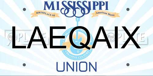 LAEQAIX Mississippi License Plate