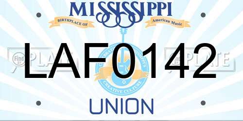 LAF0142 Mississippi License Plate