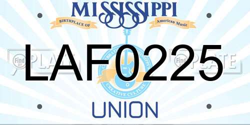 LAF0225 Mississippi License Plate