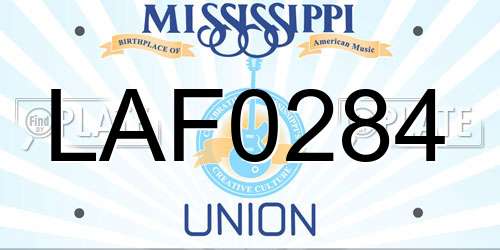 LAF0284 Mississippi License Plate