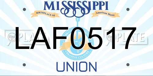 LAF0517 Mississippi License Plate