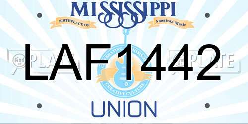 LAF1442 Mississippi License Plate