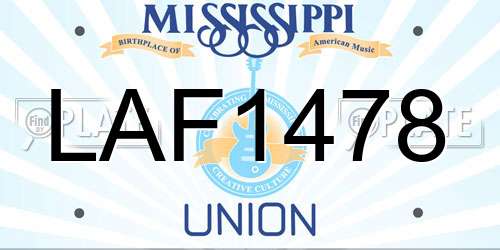 LAF1478 Mississippi License Plate