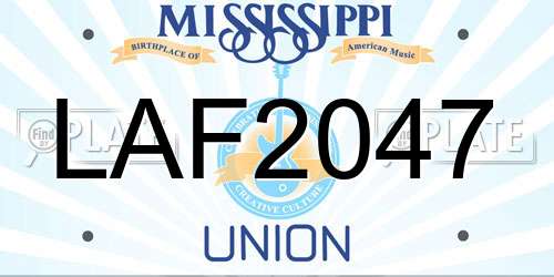 LAF2047 Mississippi License Plate