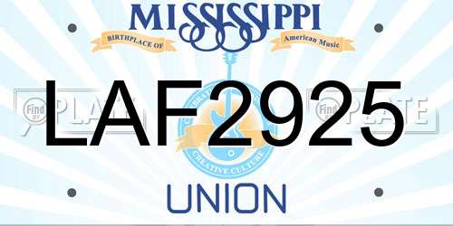 LAF2925 Mississippi License Plate