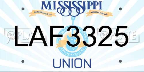 LAF3325 Mississippi License Plate