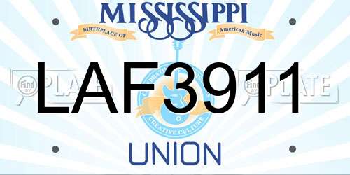 LAF3911 Mississippi License Plate