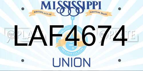 LAF4674 Mississippi License Plate