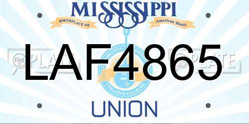 LAF4865 Mississippi License Plate