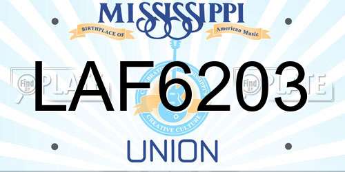 LAF6203 Mississippi License Plate