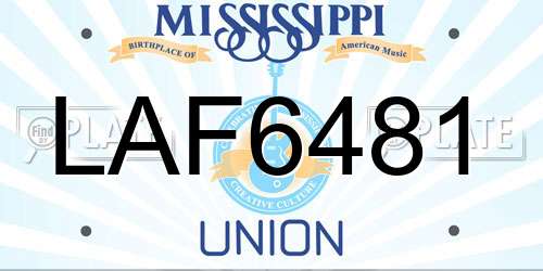 LAF6481 Mississippi License Plate