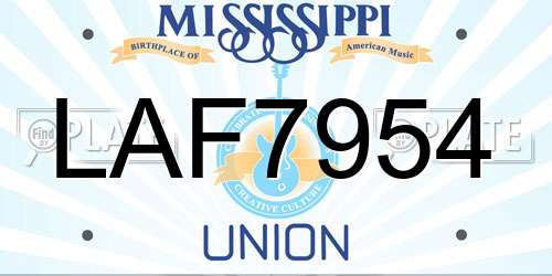 LAF7954 Mississippi License Plate