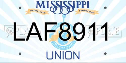 LAF8911 Mississippi License Plate