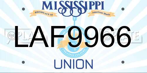 LAF9966 Mississippi License Plate