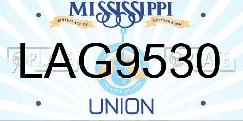 LAG9530 Mississippi License Plate