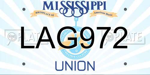LAG972 Mississippi License Plate