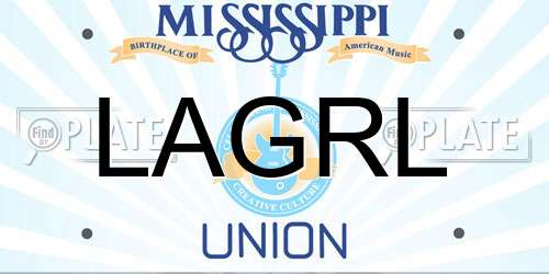 LAGRL Mississippi License Plate