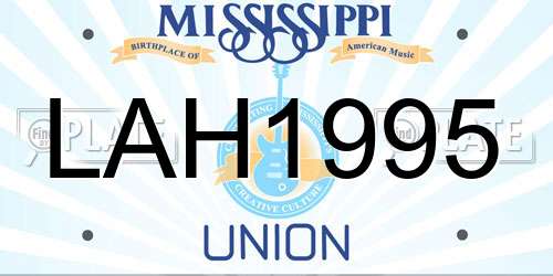 LAH1995 Mississippi License Plate