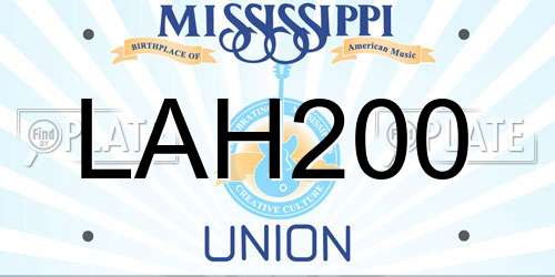 LAH200 Mississippi License Plate