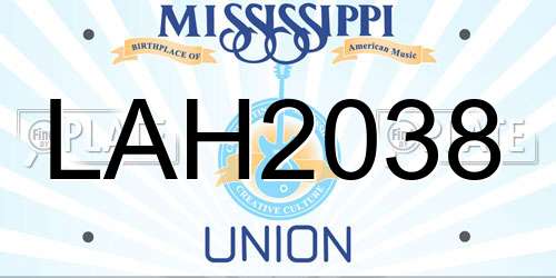 LAH2038 Mississippi License Plate