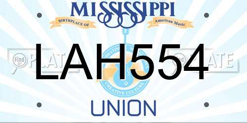 LAH554 Mississippi License Plate