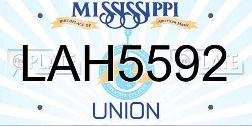 LAH5592 Mississippi License Plate