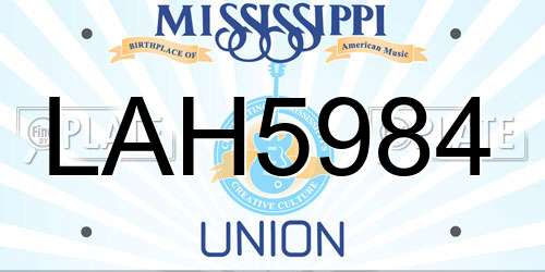 LAH5984 Mississippi License Plate