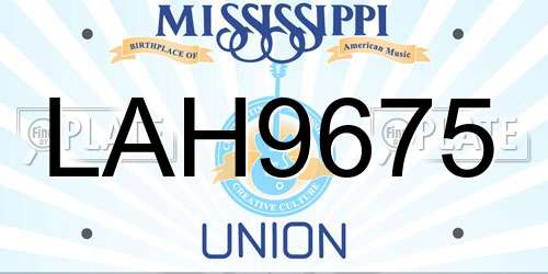 LAH9675 Mississippi License Plate