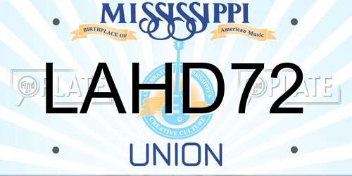 LAHD72 Mississippi License Plate