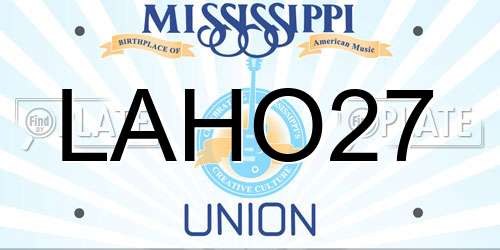 LAHO27 Mississippi License Plate