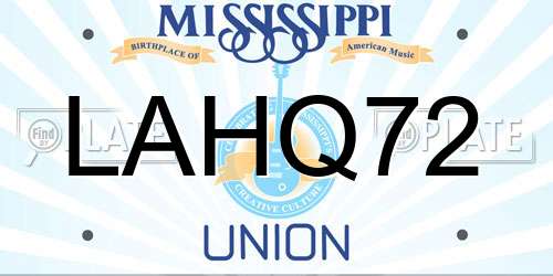 LAHQ72 Mississippi License Plate