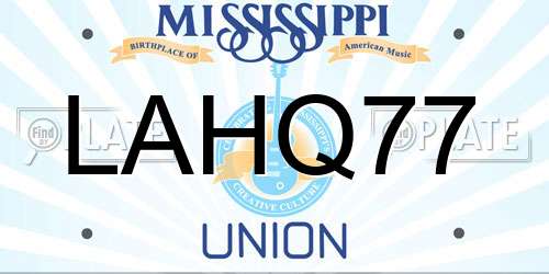 LAHQ77 Mississippi License Plate