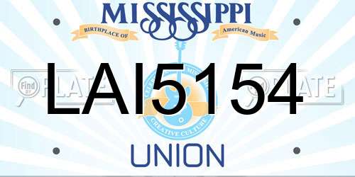 LAI5154 Mississippi License Plate