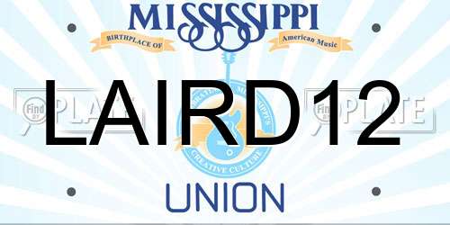 LAIRD12 Mississippi License Plate
