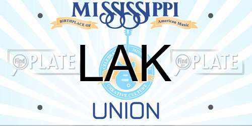 LAK Mississippi License Plate