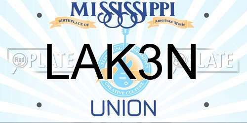 LAK3N Mississippi License Plate
