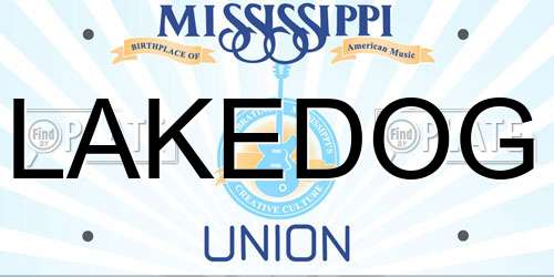 LAKEDOG Mississippi License Plate